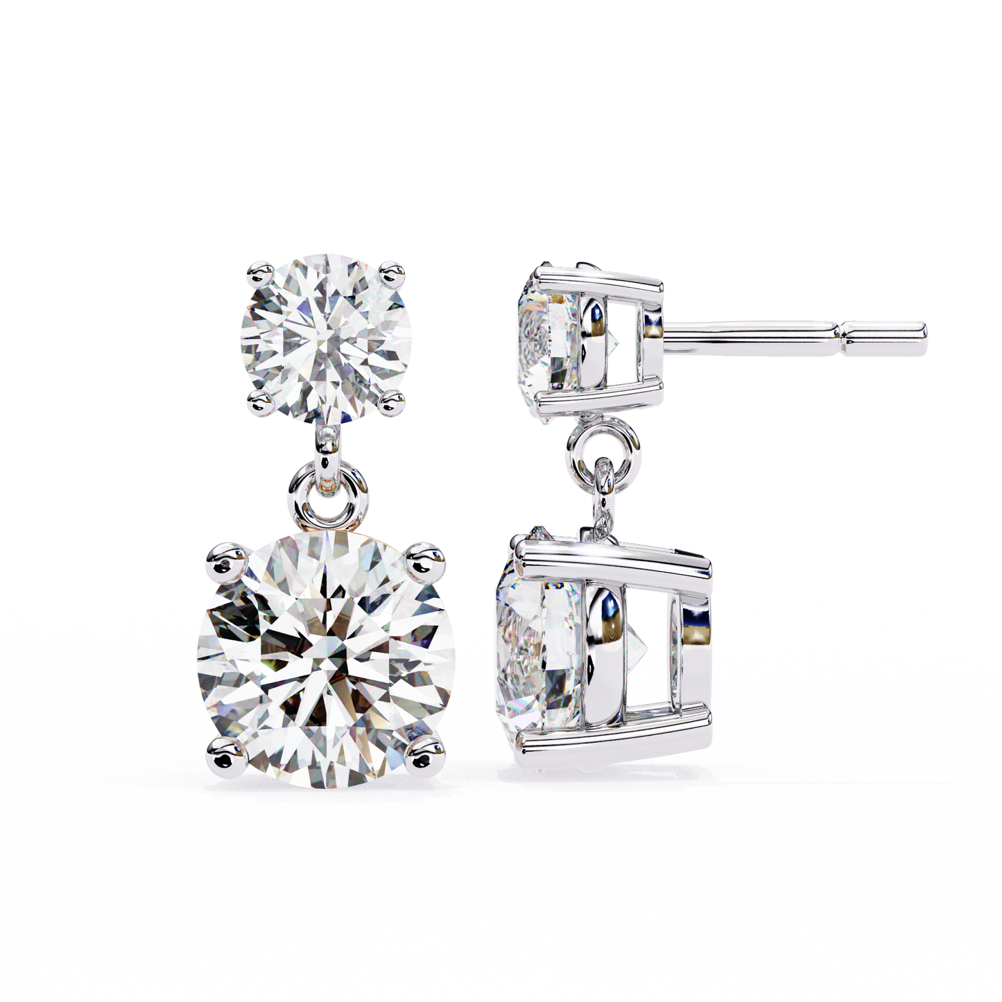 stellar drop round lab grown diamond earrings