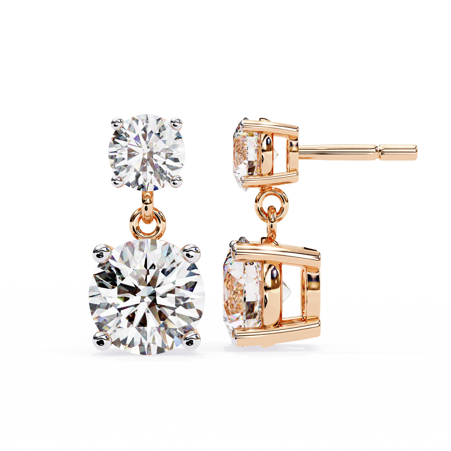 stellar drop round lab grown diamond earrings