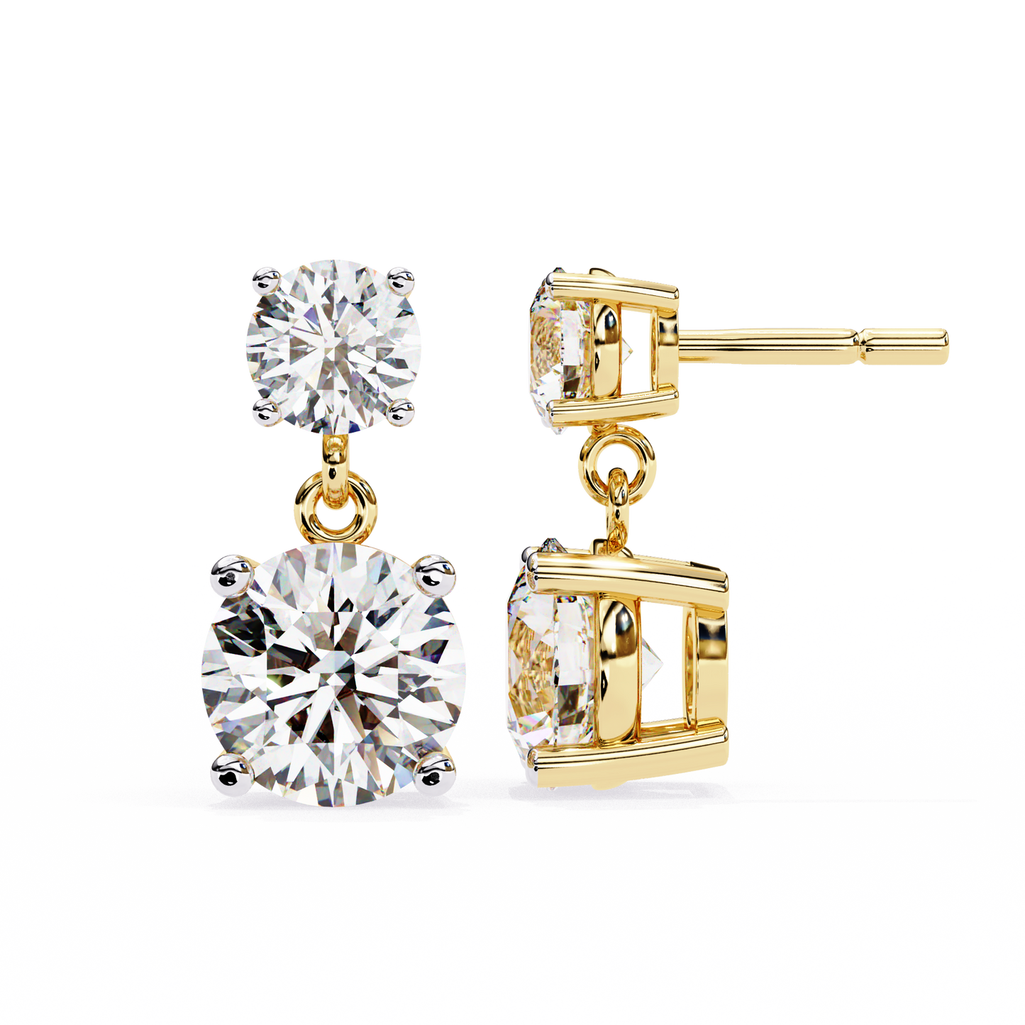 stellar drop round lab grown diamond earrings