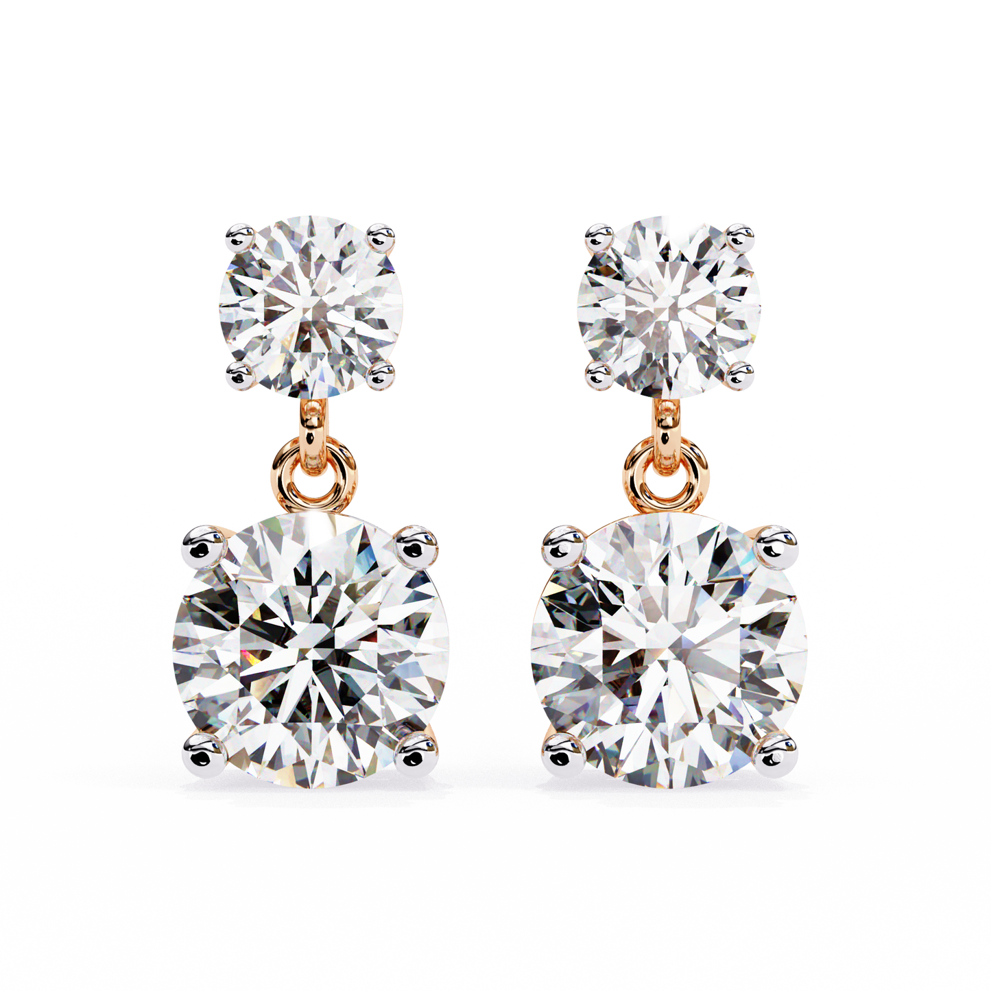 stellar drop round lab grown diamond earrings