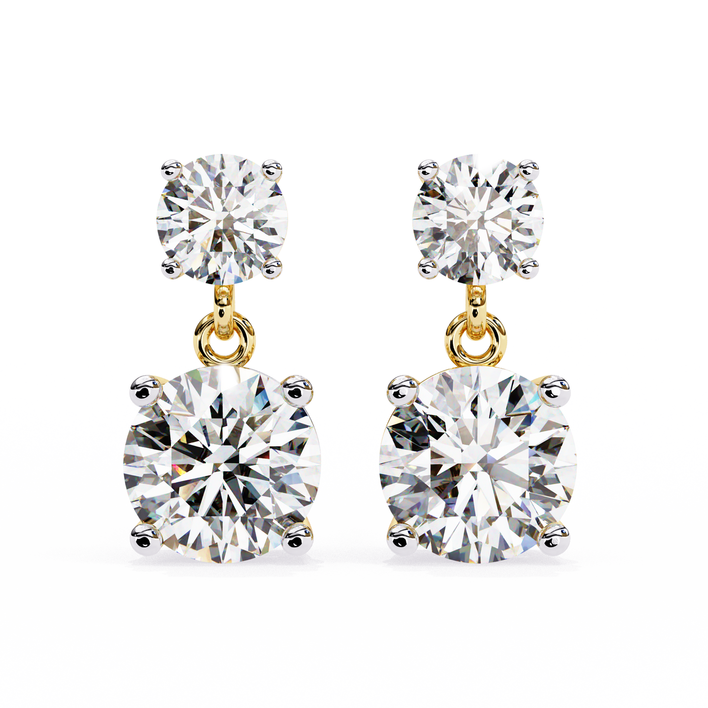 stellar drop round lab grown diamond earrings