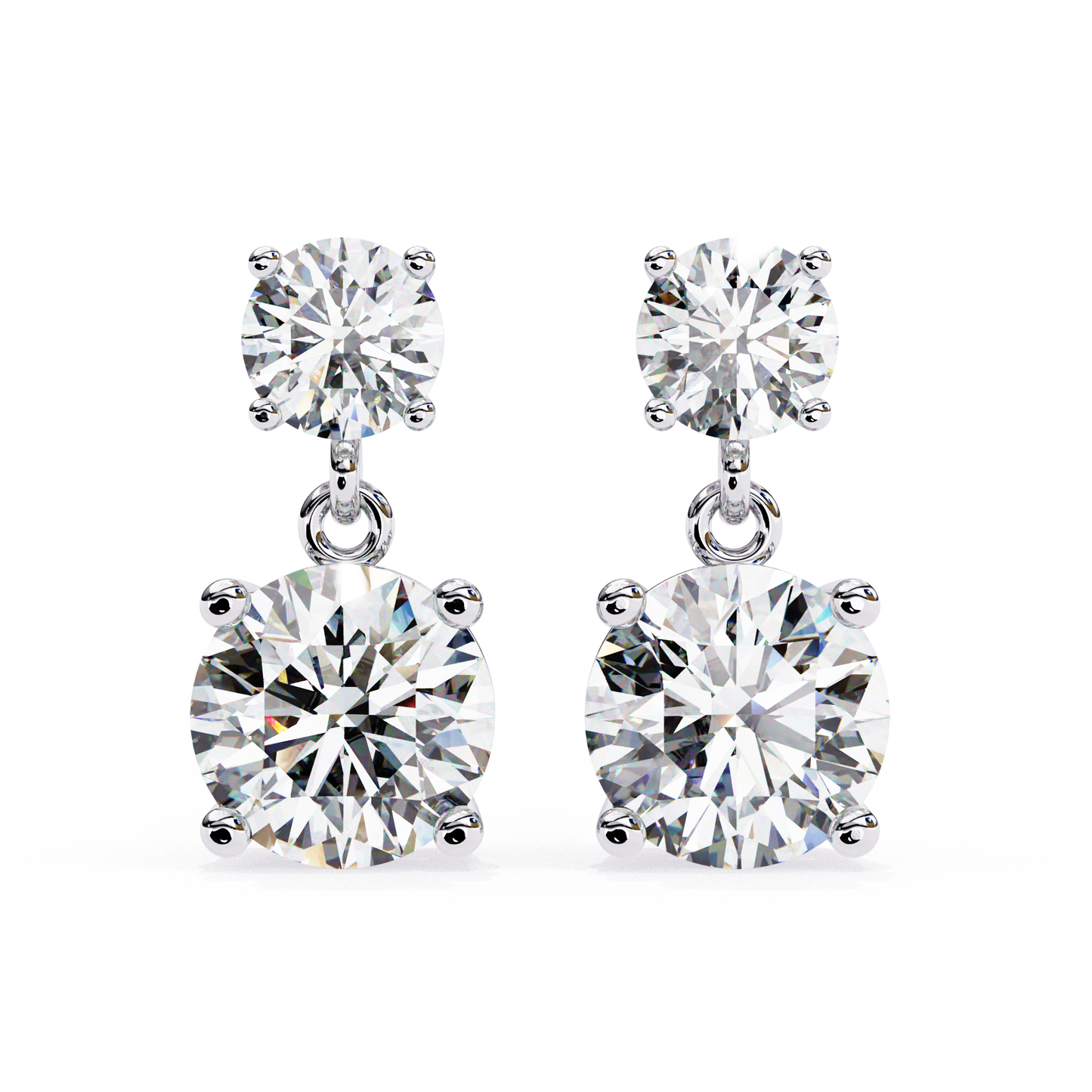 stellar drop round lab grown diamond earrings
