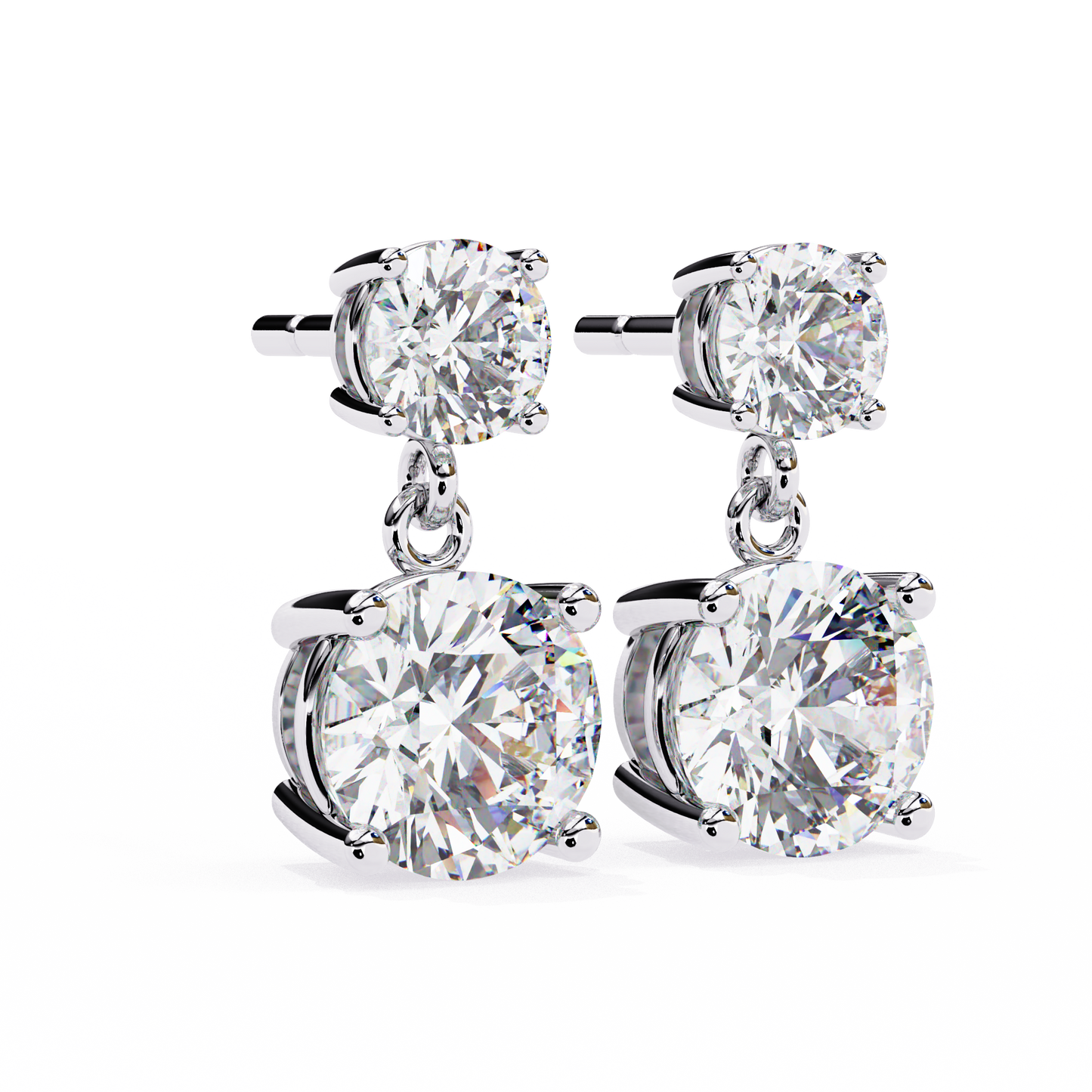 stellar drop round lab grown diamond earrings