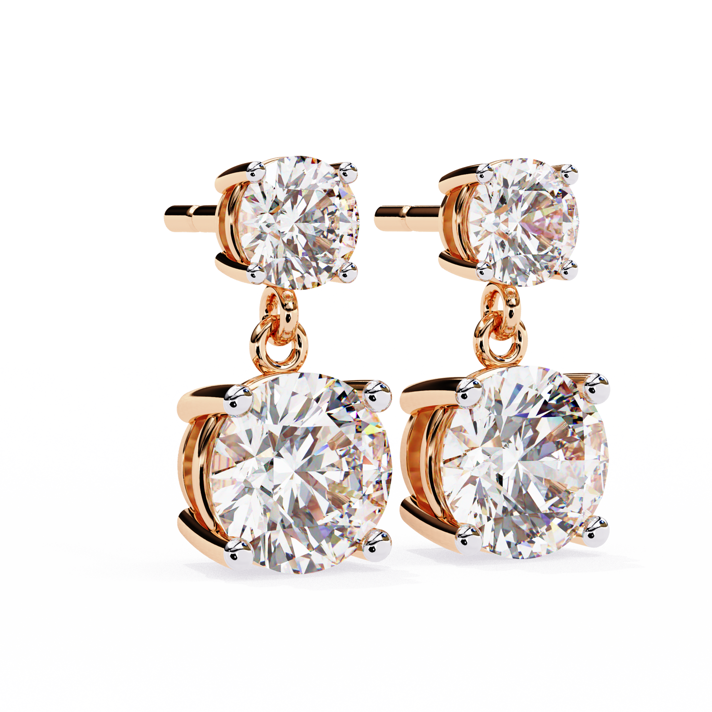 stellar drop round lab grown diamond earrings