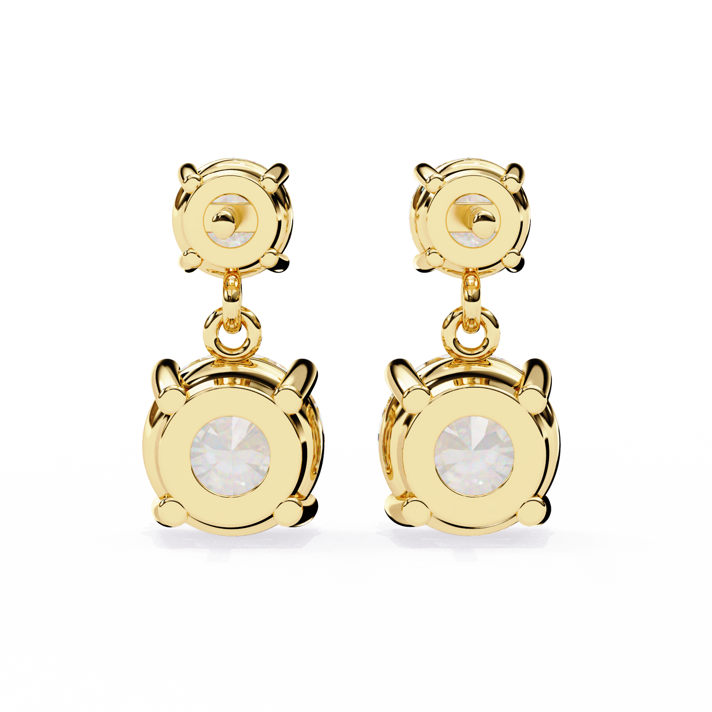 stellar drop round lab grown diamond earrings