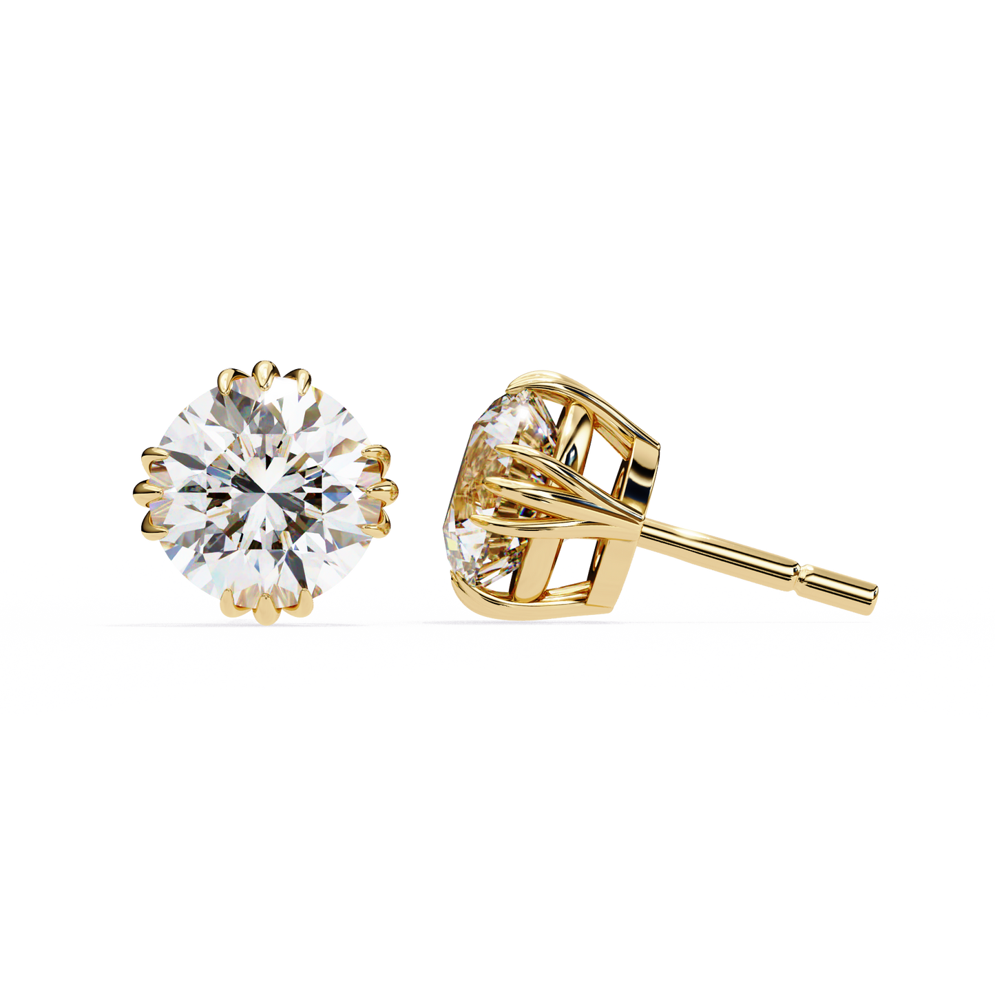 sunlit bloom round lab grown diamond earrings
