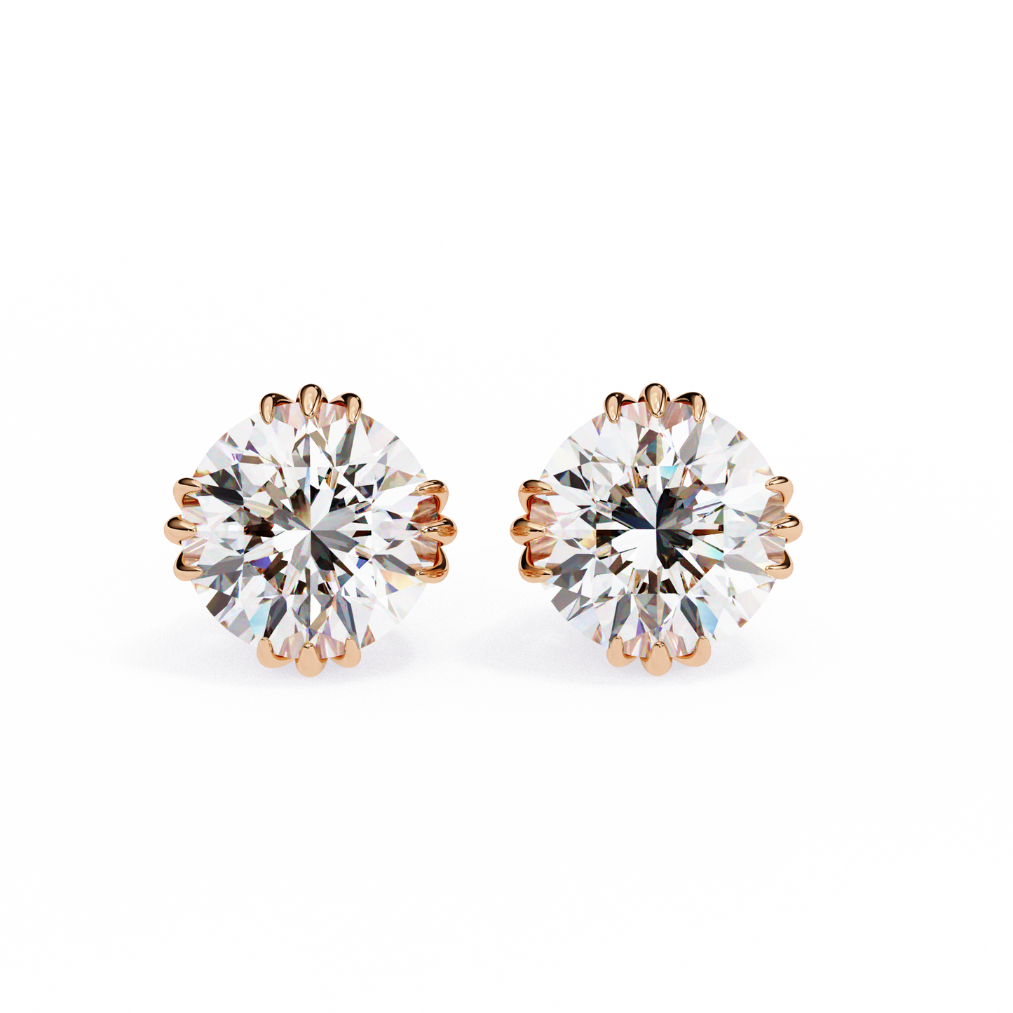 sunlit bloom round lab grown diamond earrings