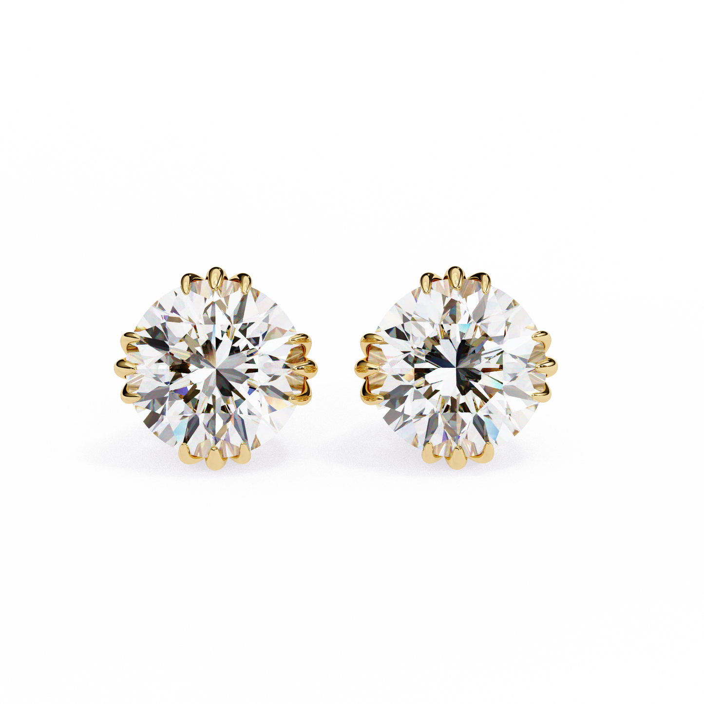 sunlit bloom round lab grown diamond earrings