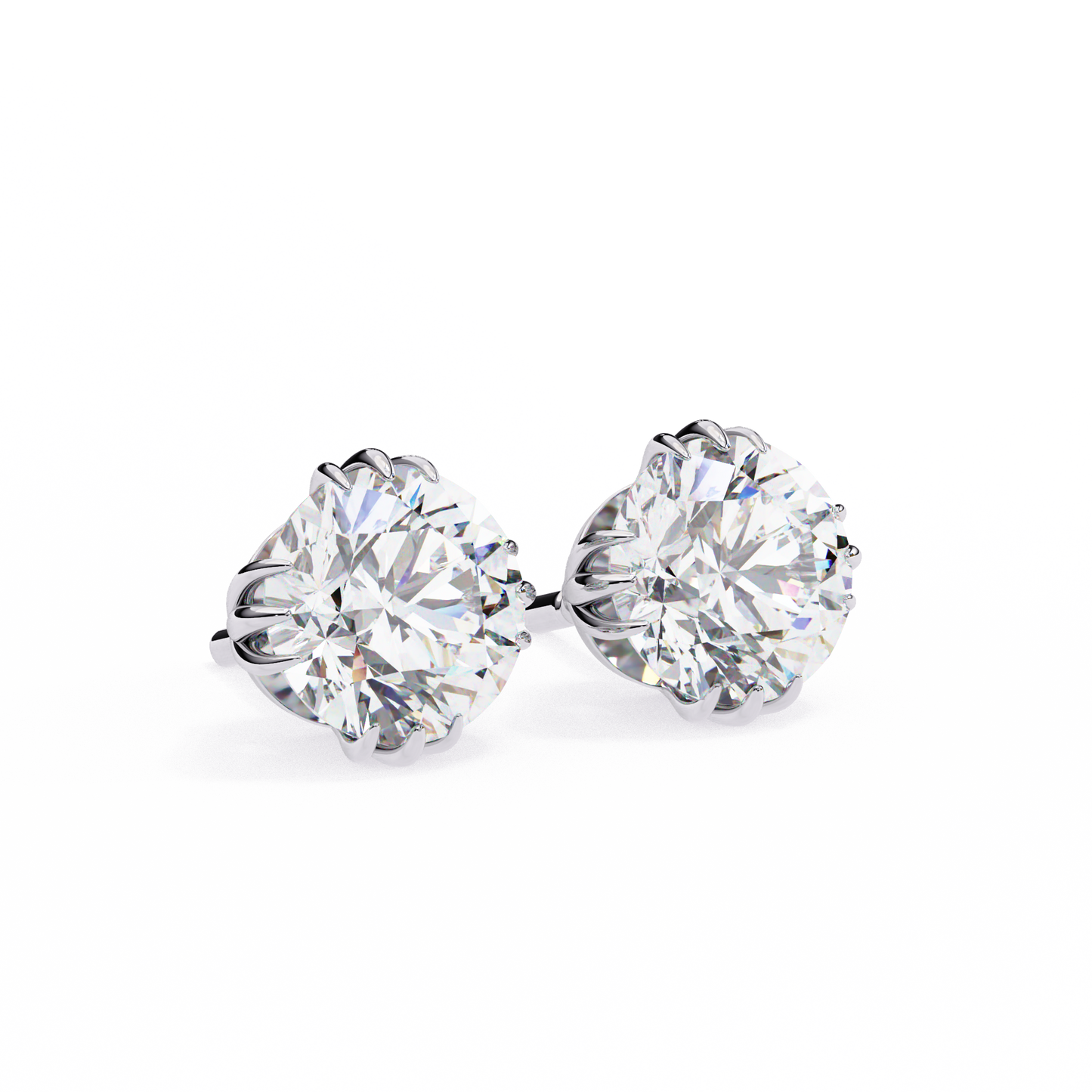 sunlit bloom round lab grown diamond earrings