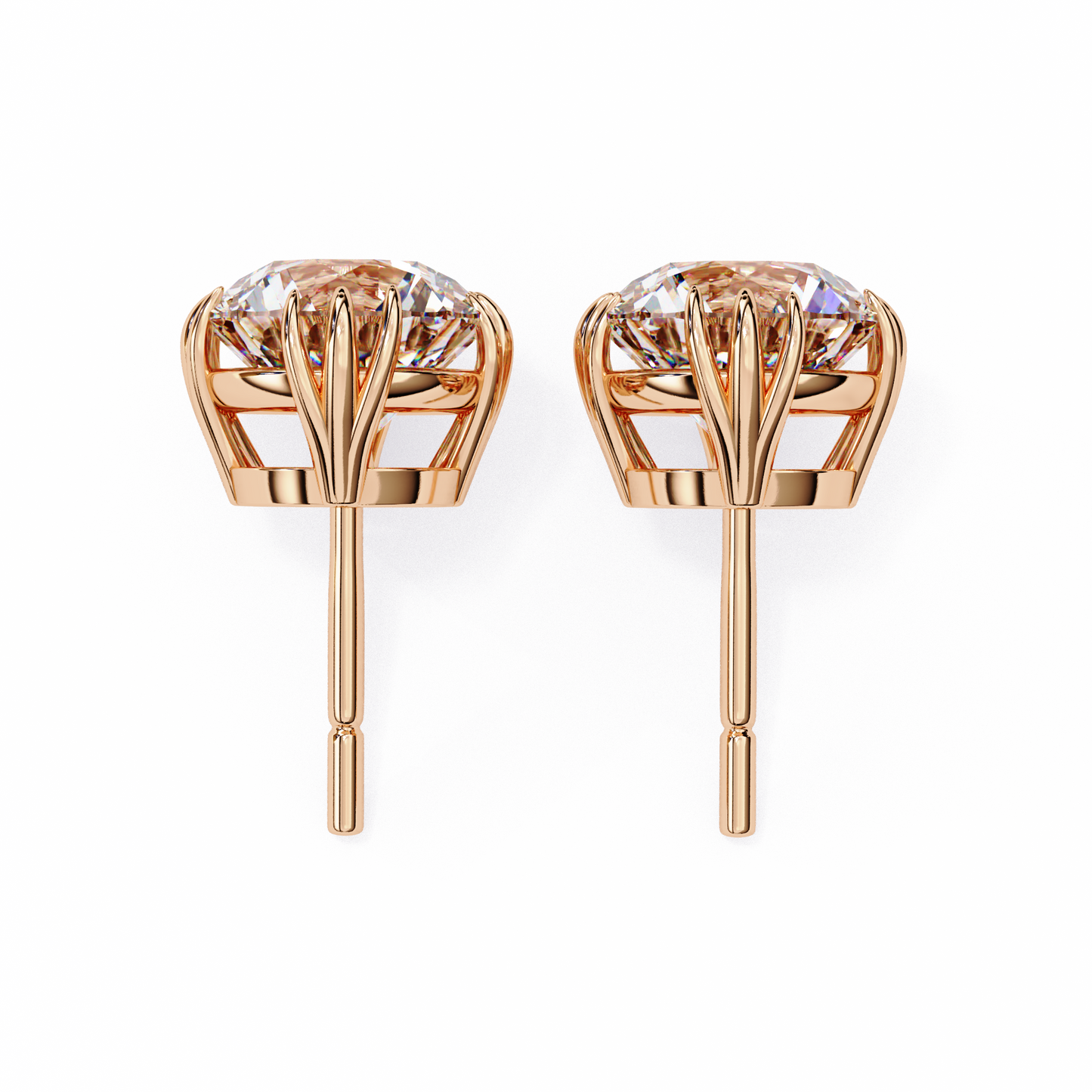 sunlit bloom round lab grown diamond earrings