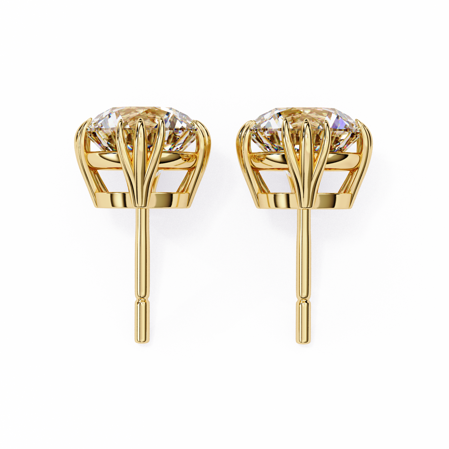 sunlit bloom round lab grown diamond earrings
