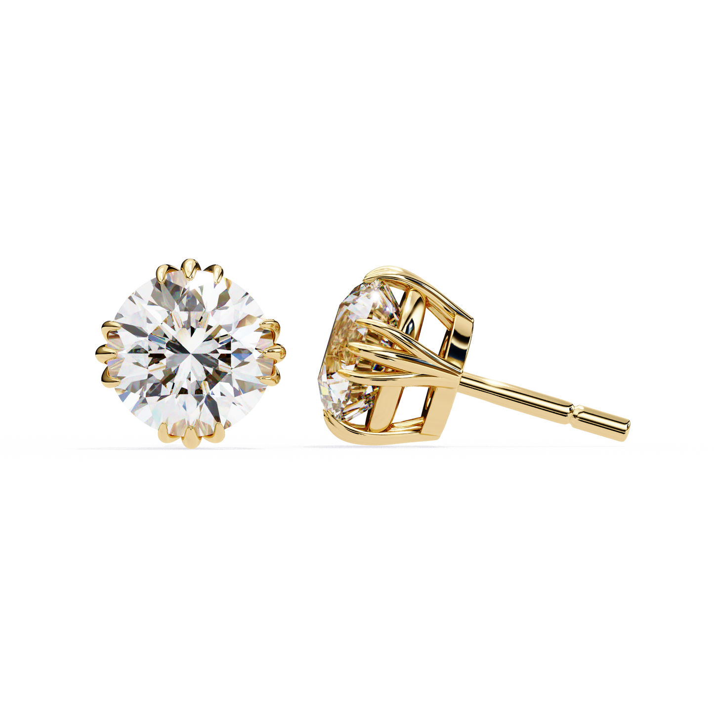 sunlit bloom round lab grown diamond earrings