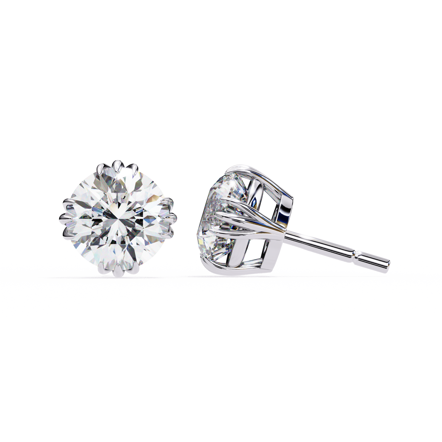 sunlit bloom round lab grown diamond earrings