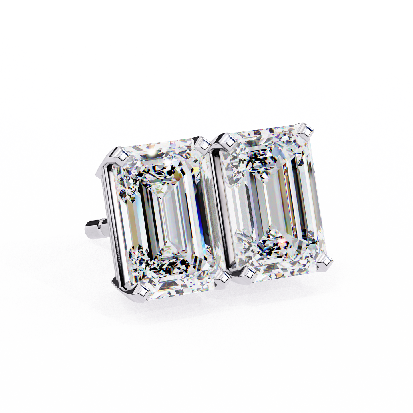 emerald prism lab grown diamond studs