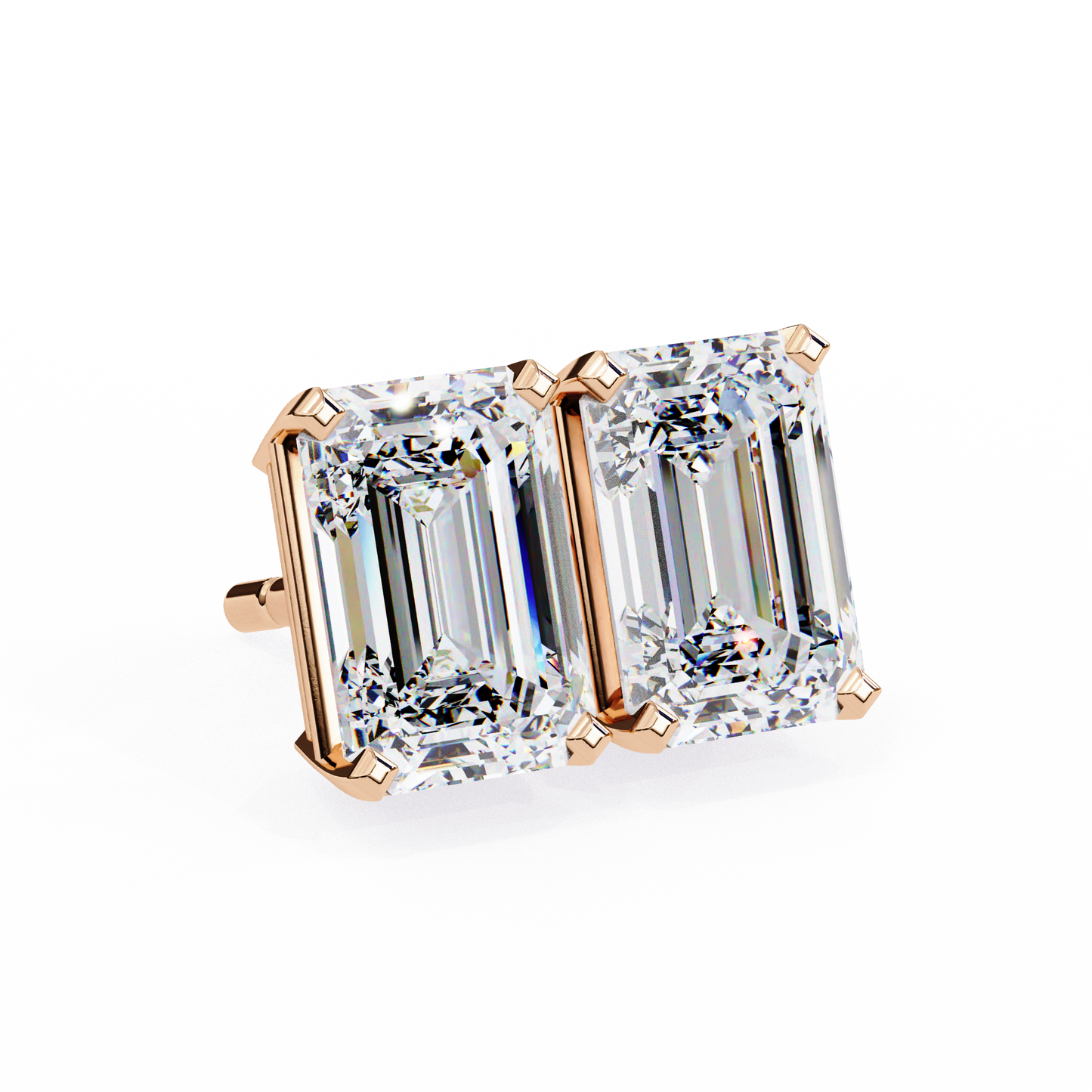 emerald prism lab grown diamond studs