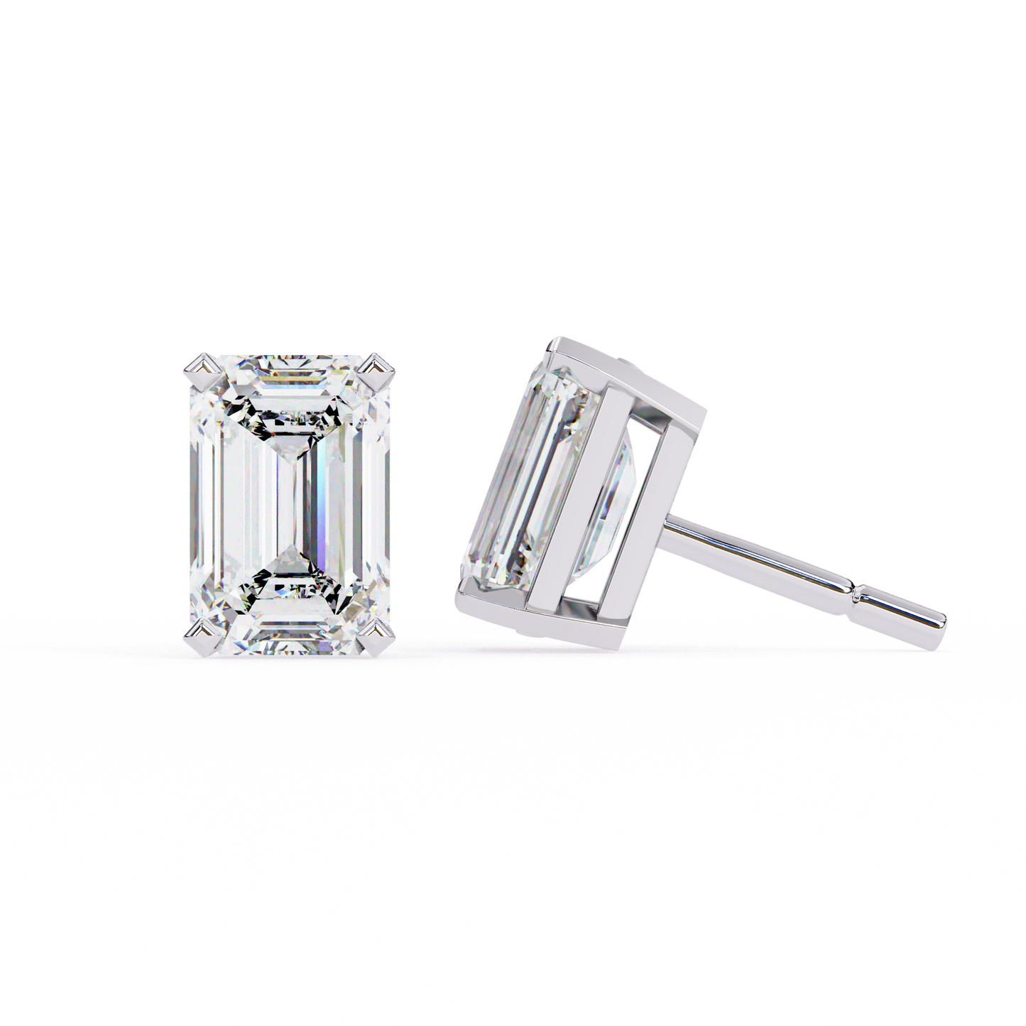 emerald prism lab grown diamond studs