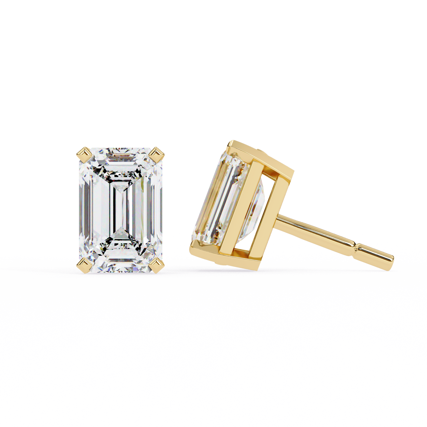 emerald prism lab grown diamond studs