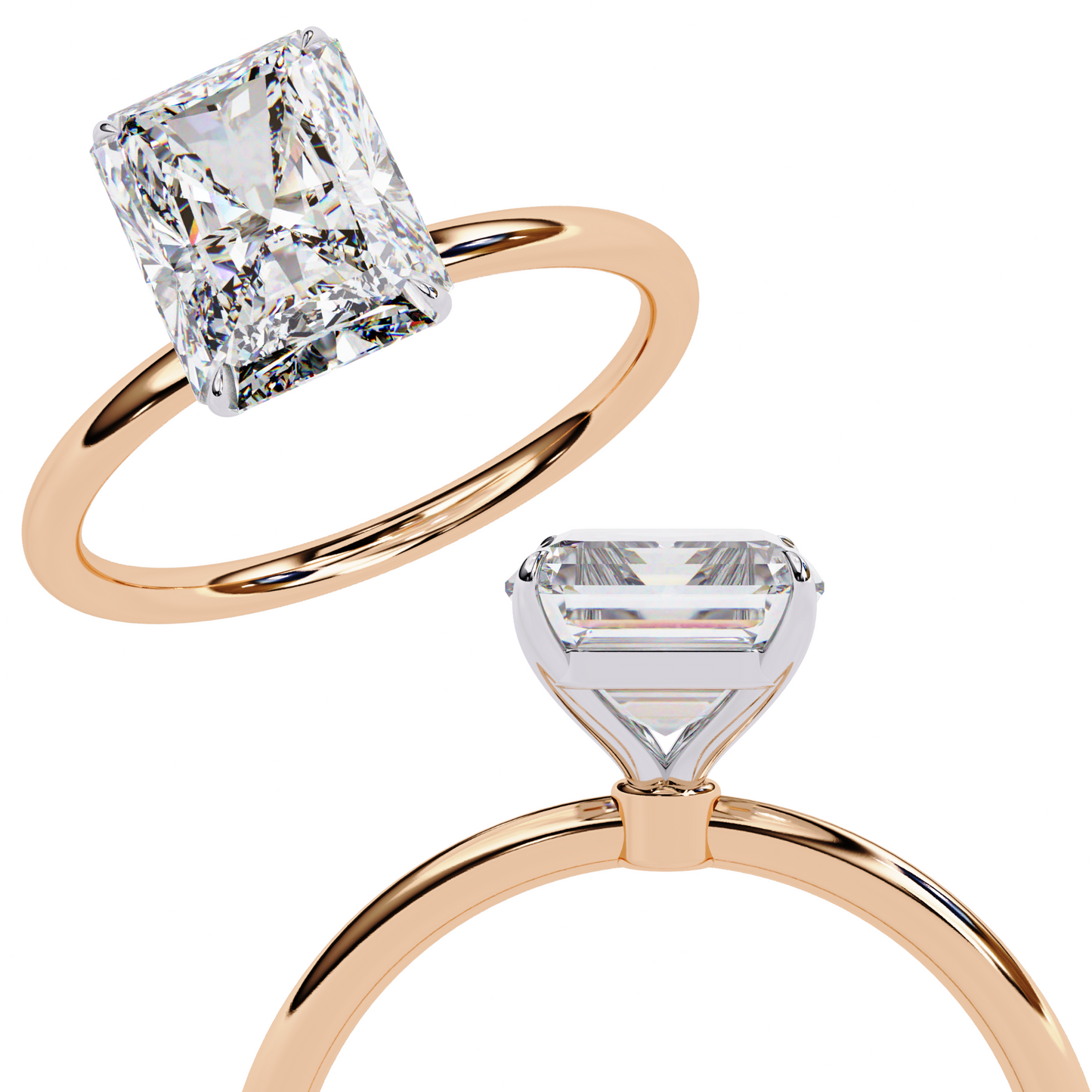 radiant lab grown diamond solitaire ring