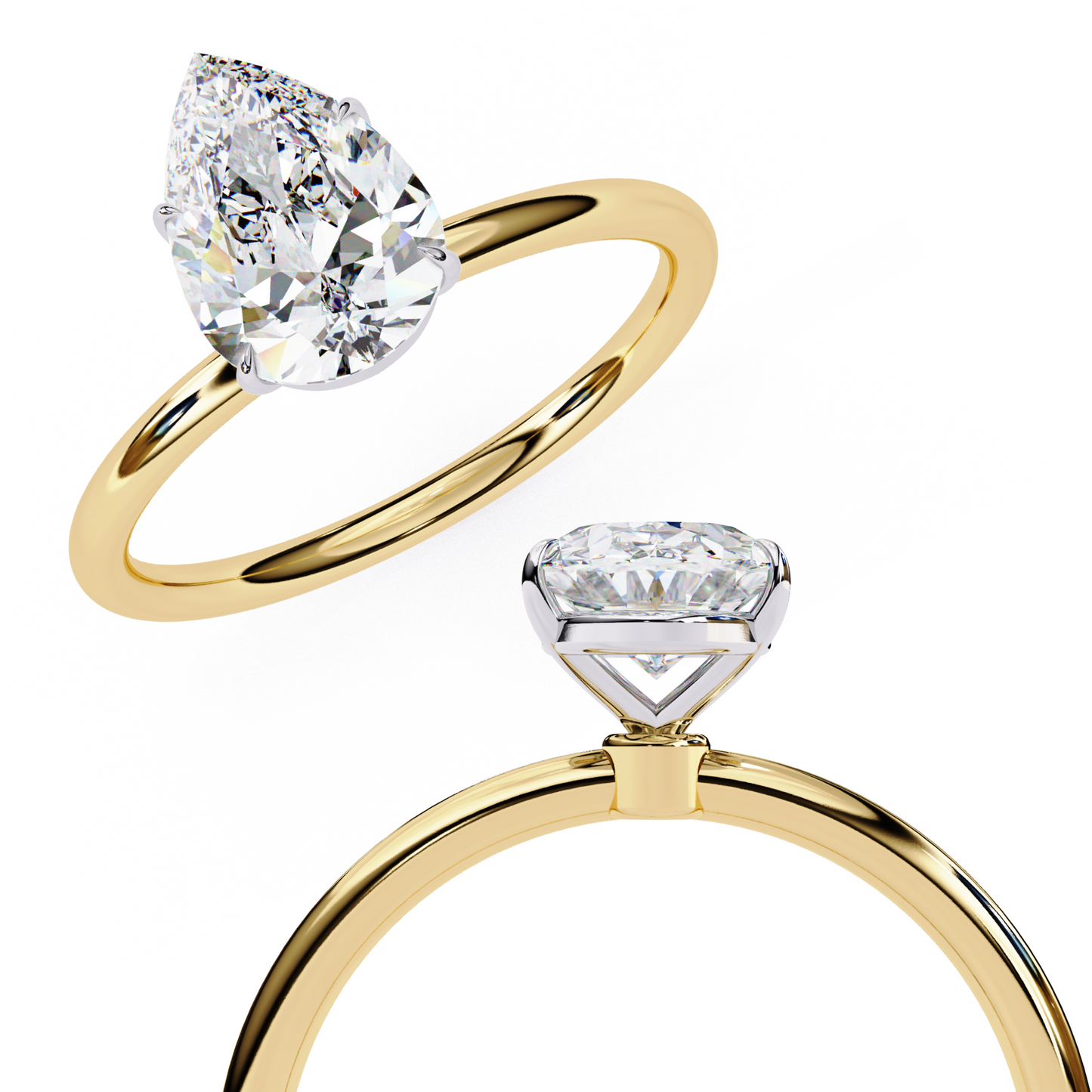 pear shape lab grown diamond solitaire ring