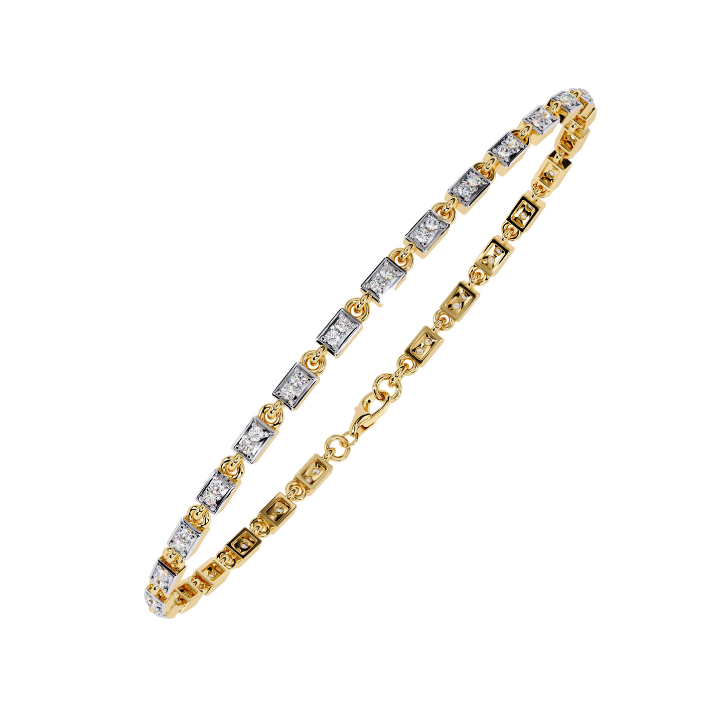 radiant row lab grown princess cut bracelet