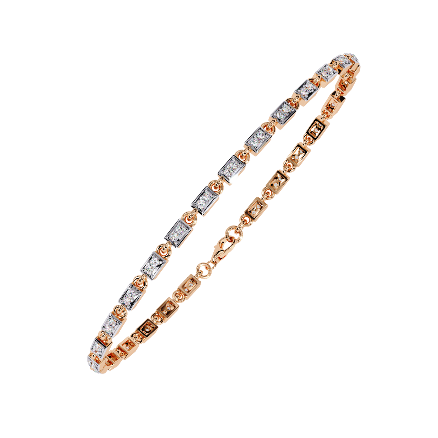 radiant row lab grown princess cut bracelet