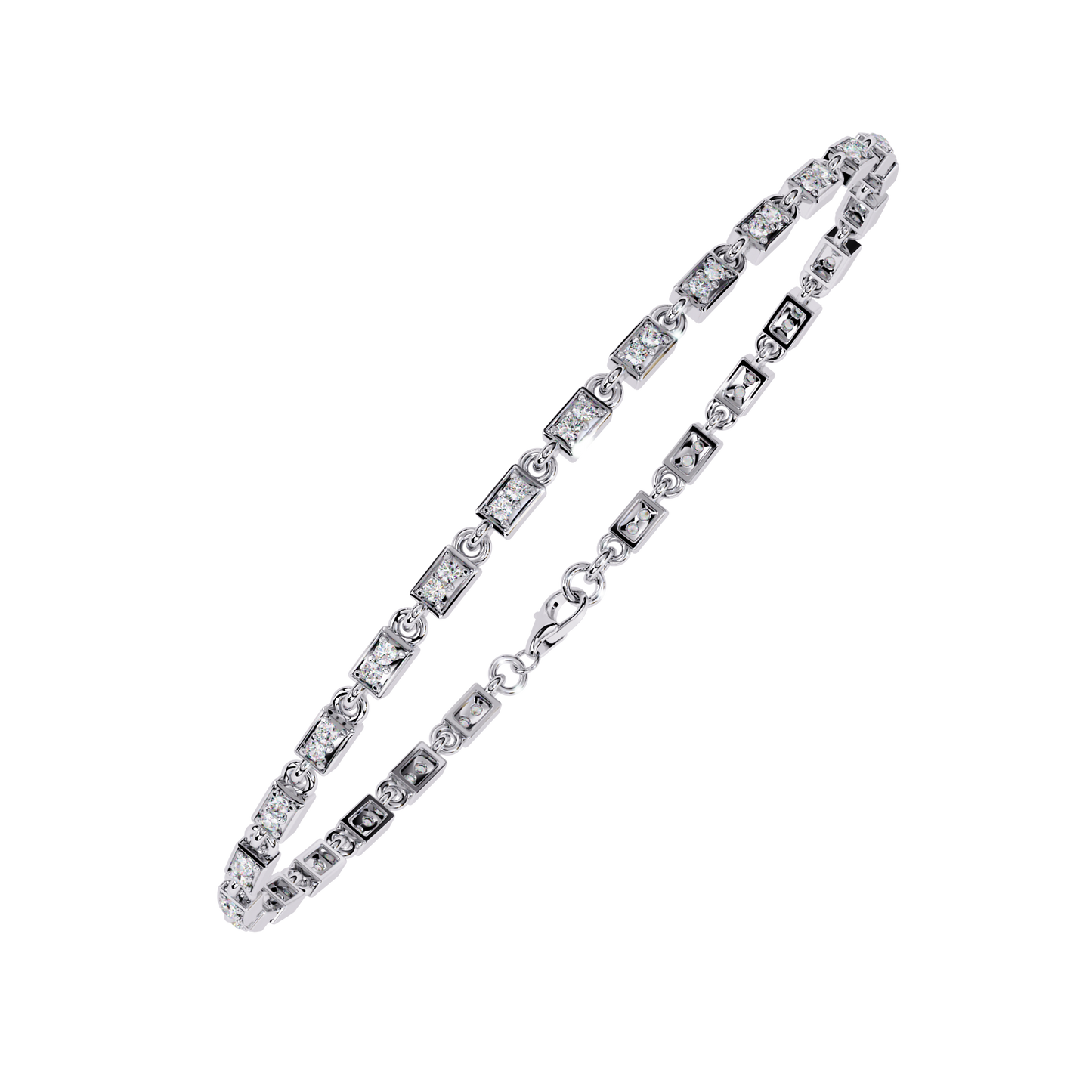 radiant row lab grown princess cut bracelet