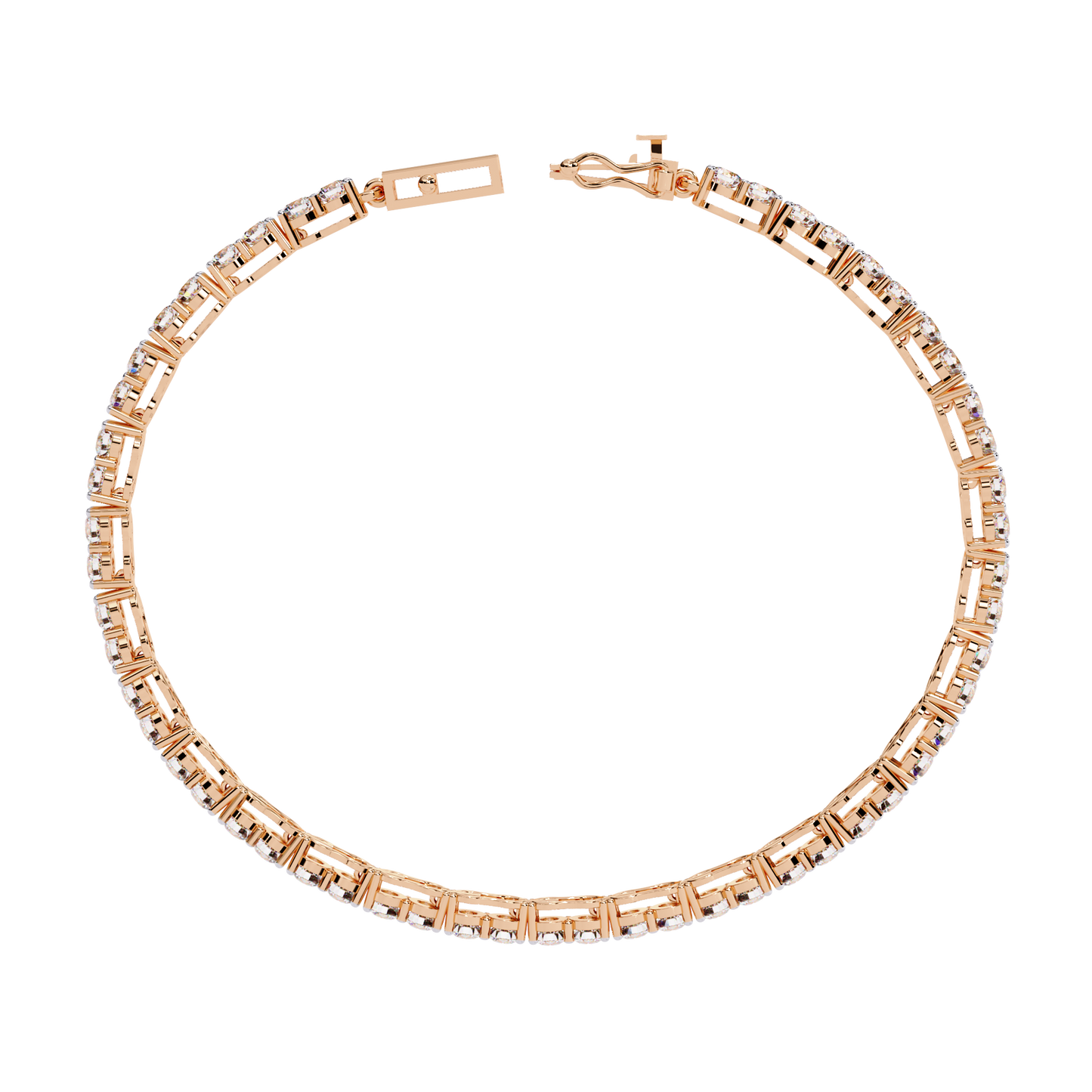 radiant row lab grown diamond bracelet