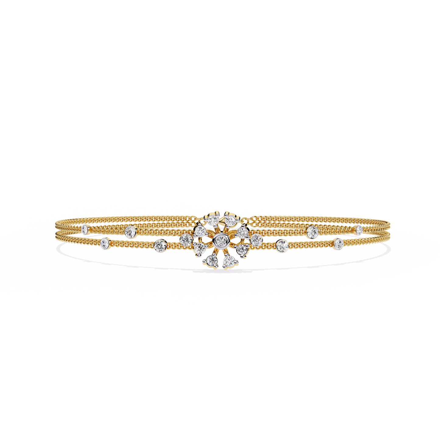 blossom trio chain lab grown diamond bracelet