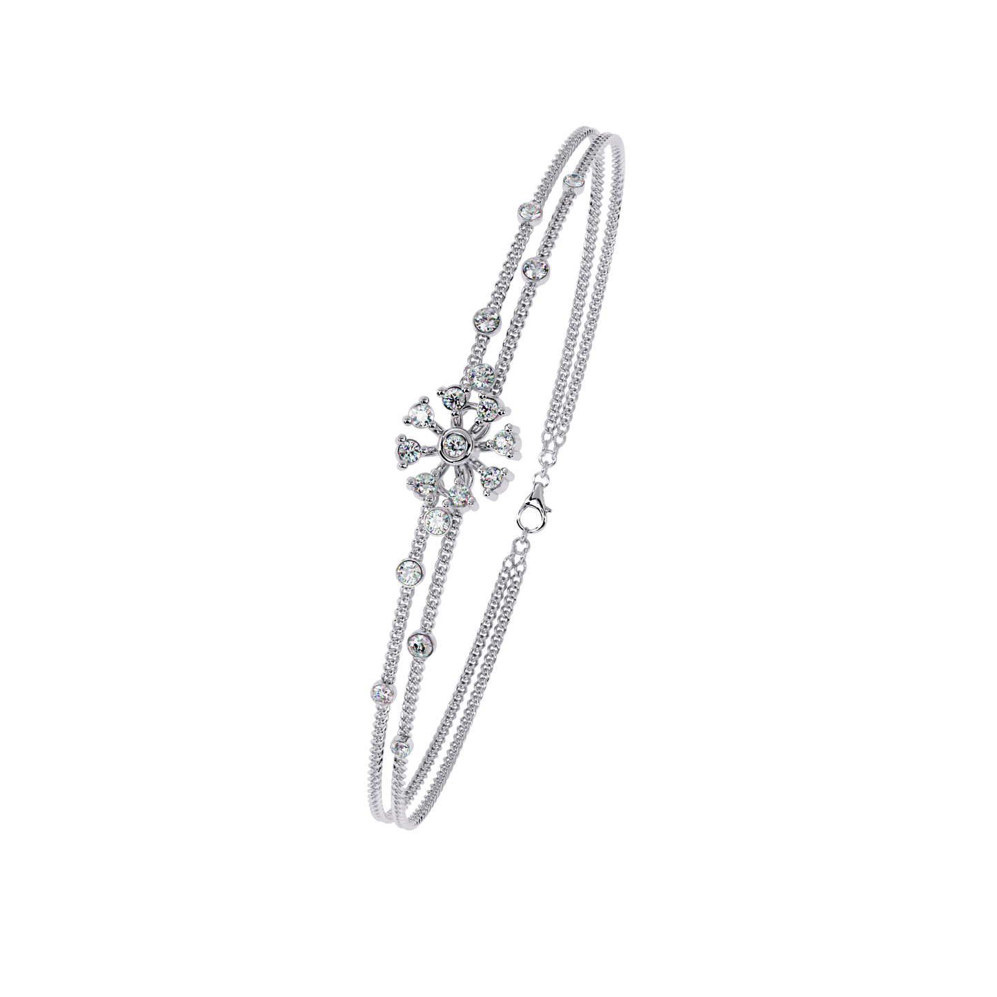 blossom trio chain lab grown diamond bracelet