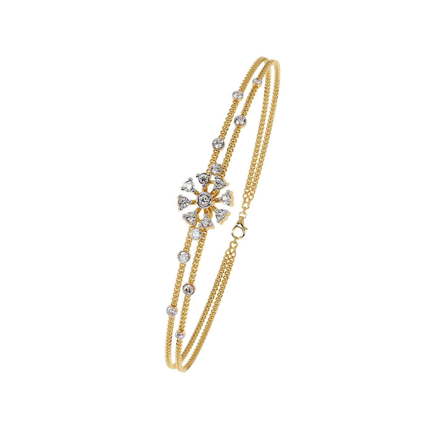 blossom trio chain lab grown diamond bracelet