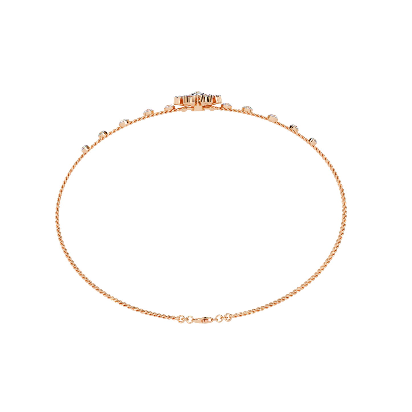 blossom trio chain lab grown diamond bracelet