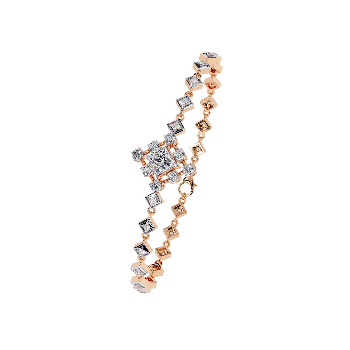 diamond majesty lab grown princess cut bracelet