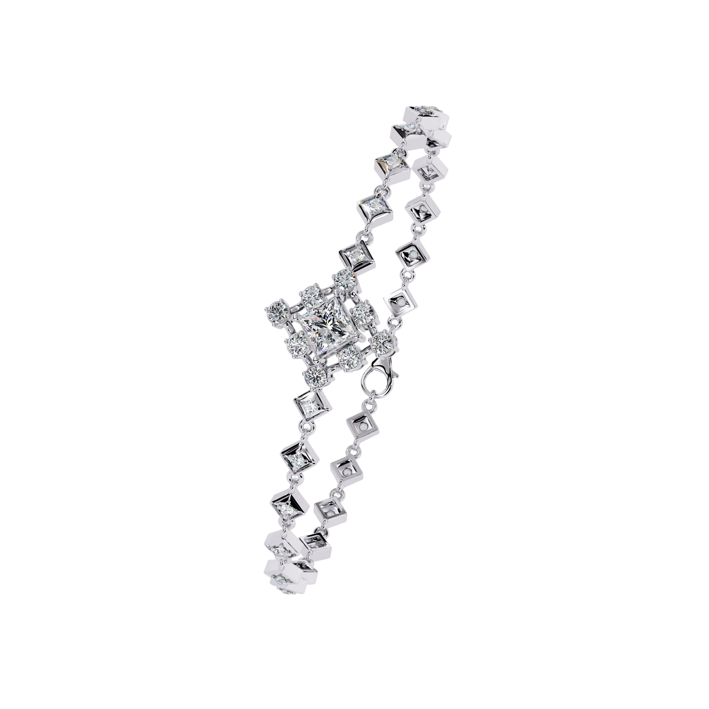 diamond majesty lab grown princess cut bracelet