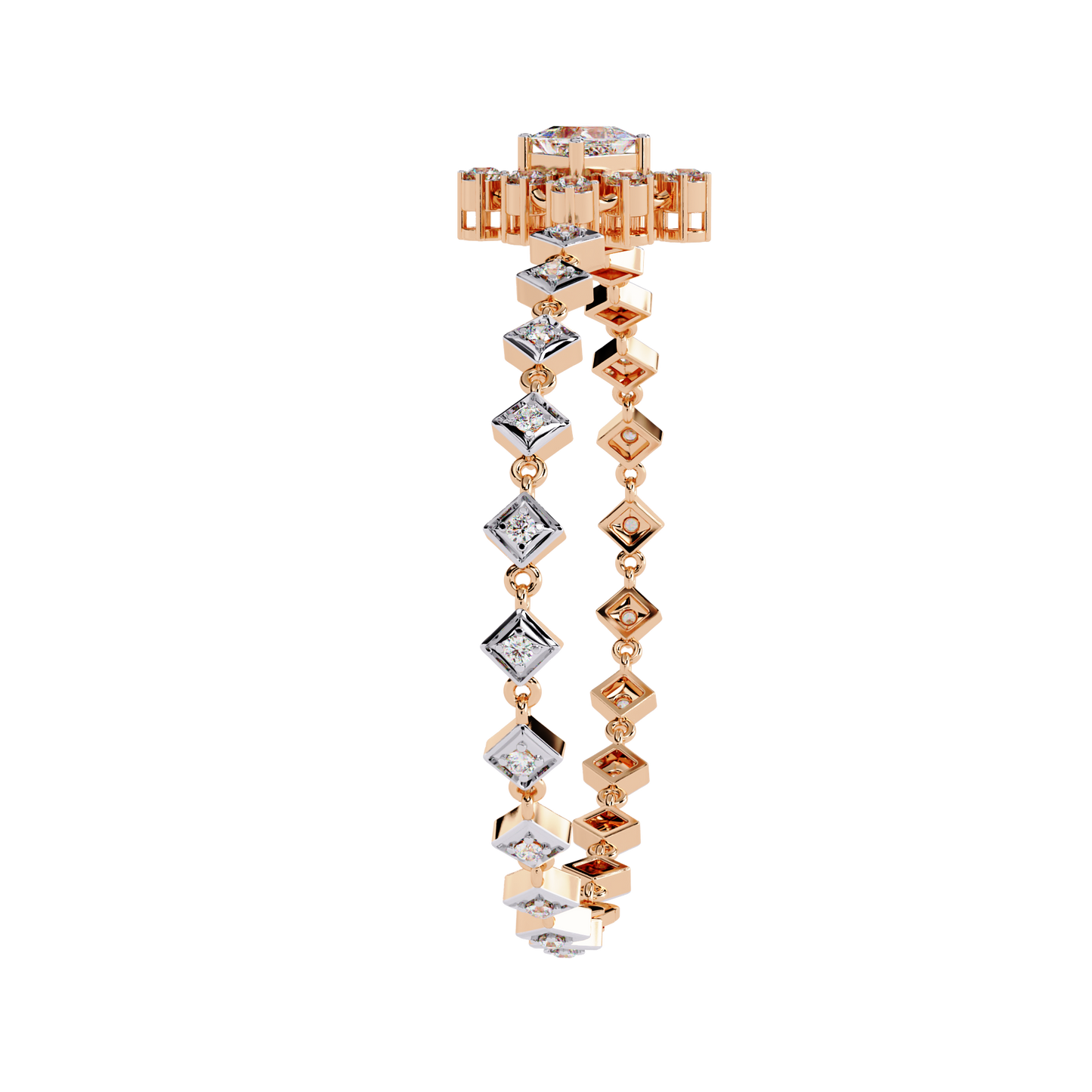 diamond majesty lab grown princess cut bracelet