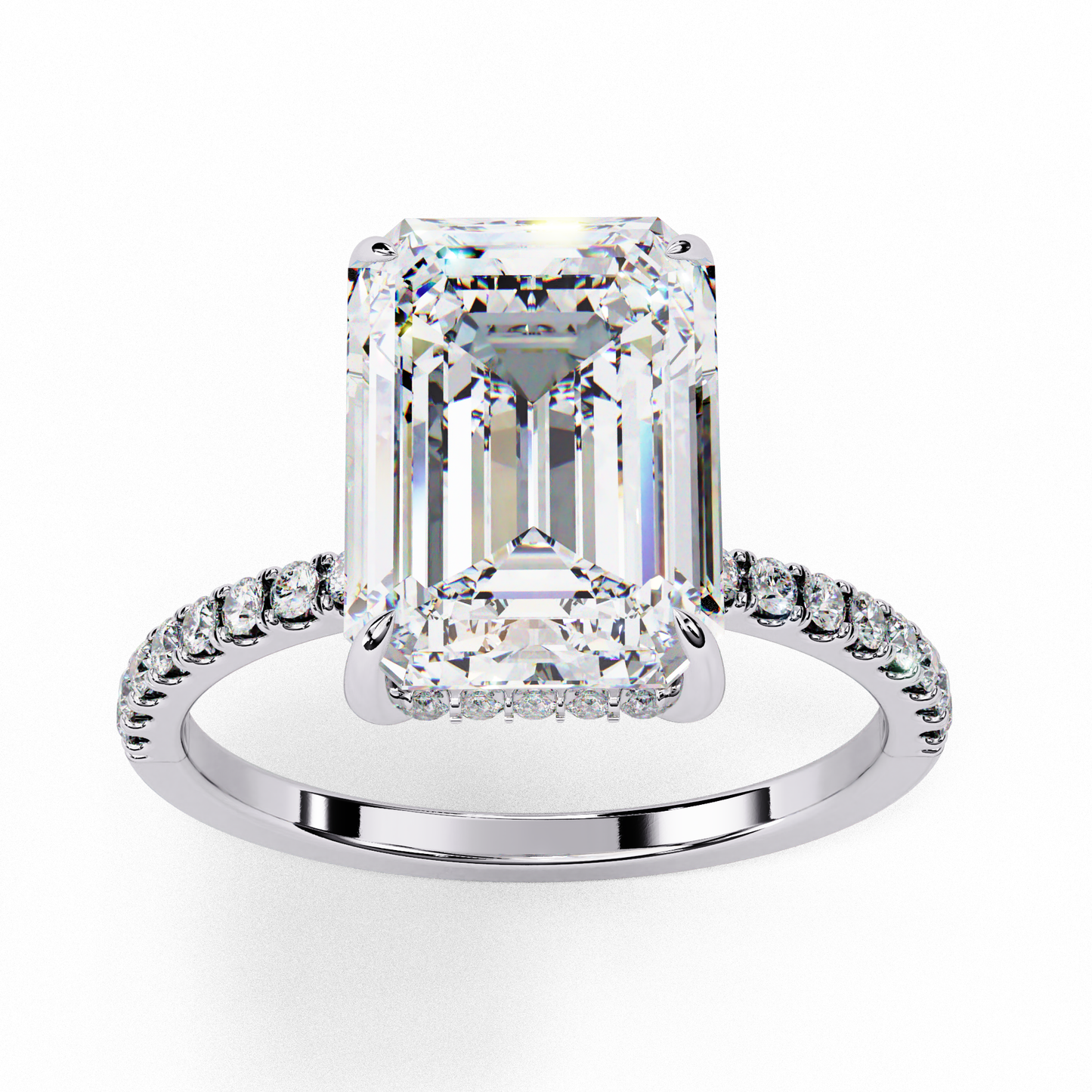 emerald luxe hidden halo lab grown diamond ring