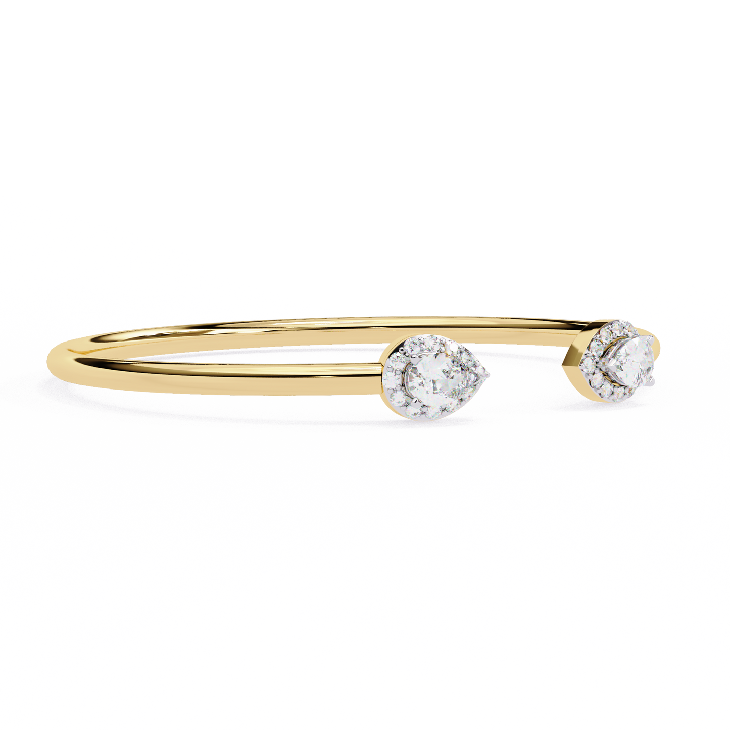 lustra pear halo diamond open bangle