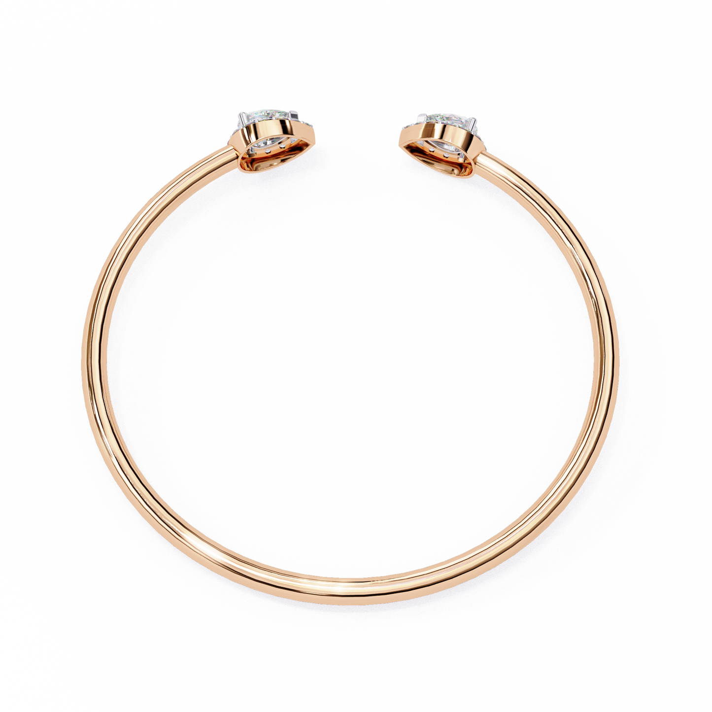 lustra pear halo diamond open bangle
