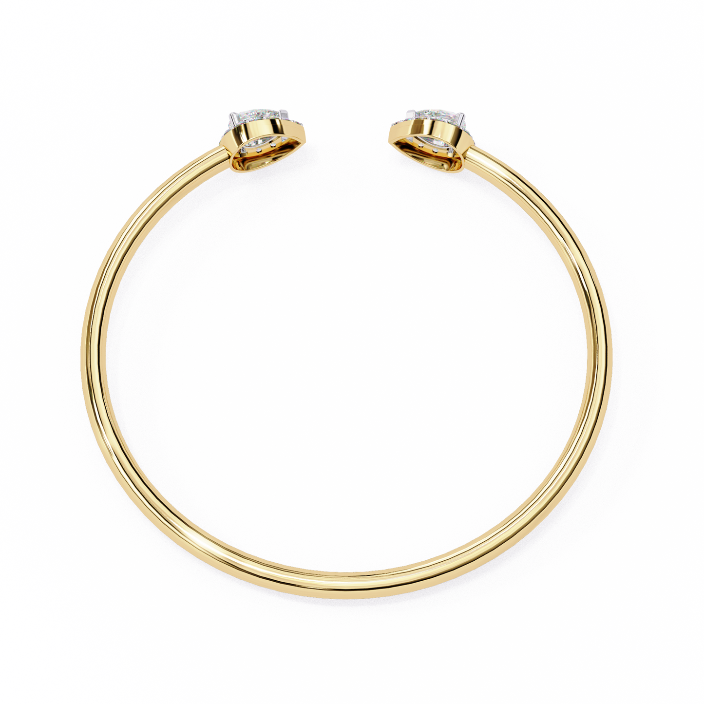 lustra pear halo diamond open bangle