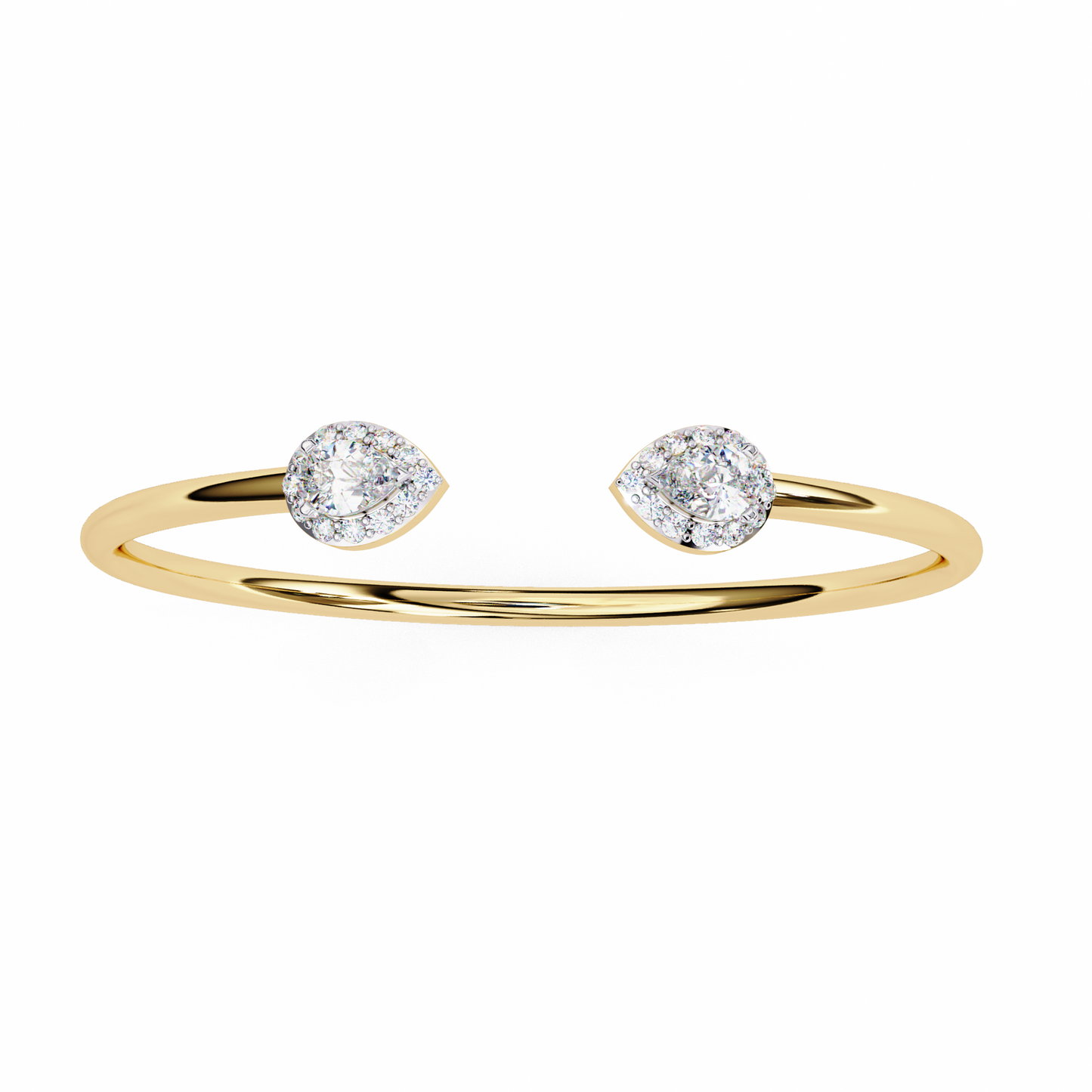 lustra pear halo diamond open bangle