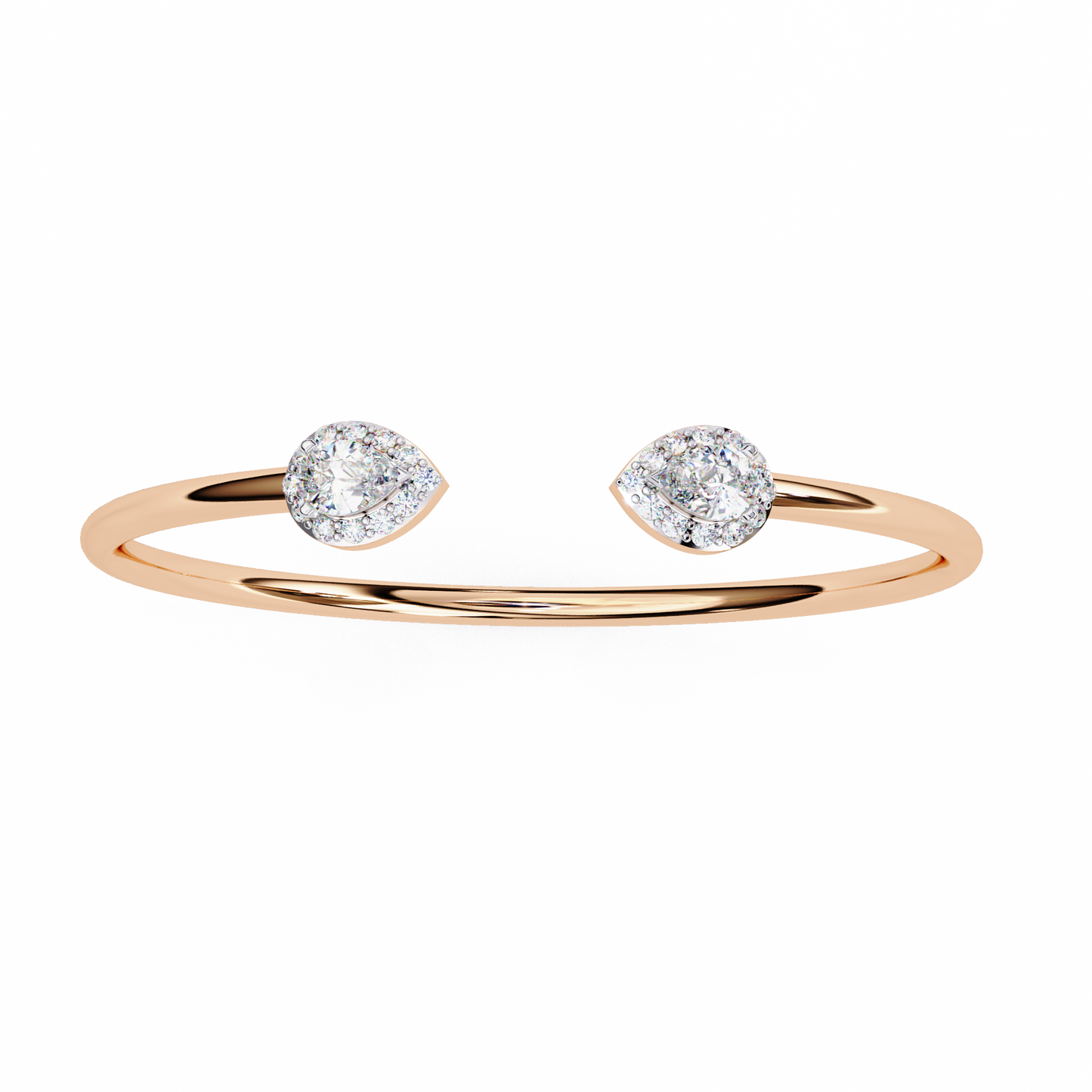 lustra pear halo diamond open bangle