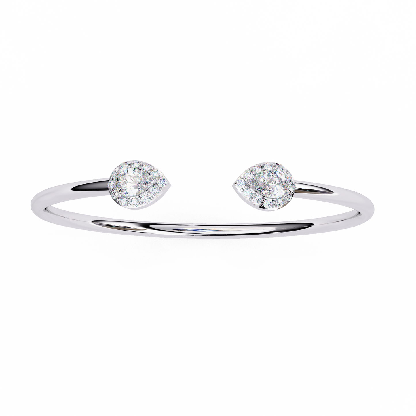 lustra pear halo diamond open bangle