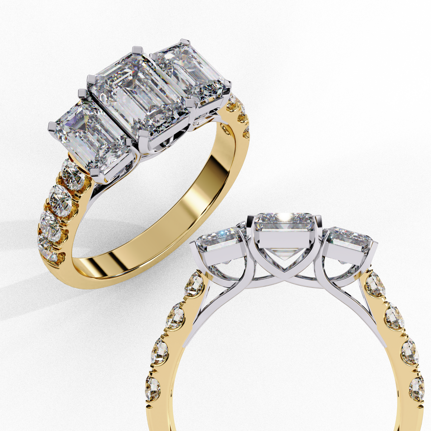 graceful trio lab grown diamond ring