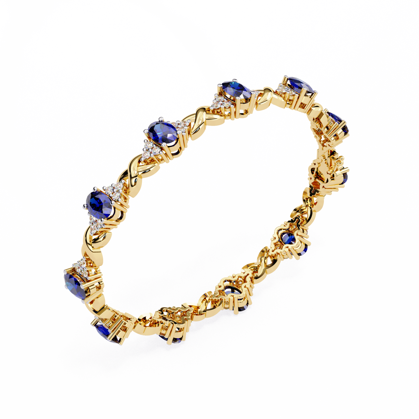 azure embrace lab grown diamond & sapphire bangle