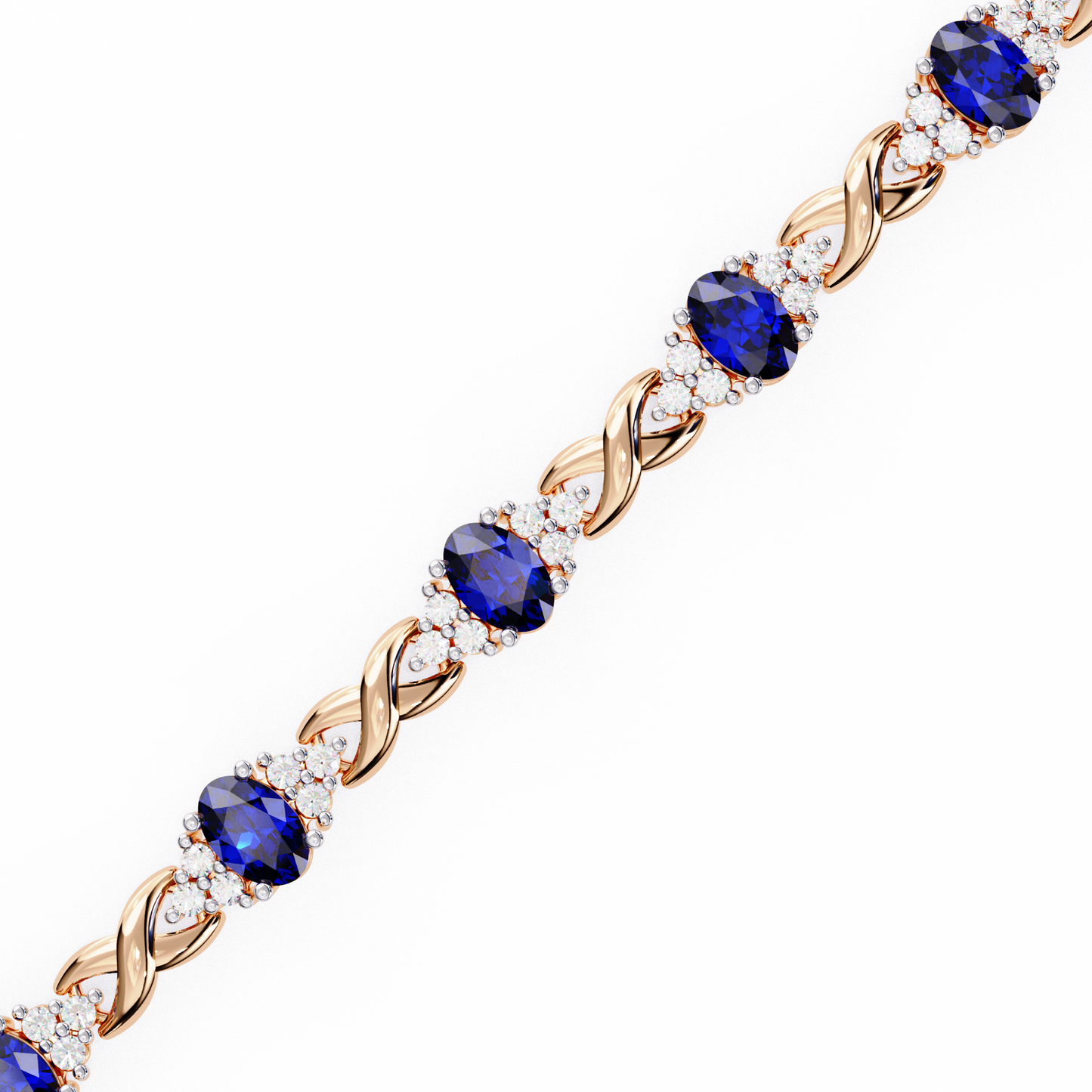 azure embrace lab grown diamond & sapphire bangle