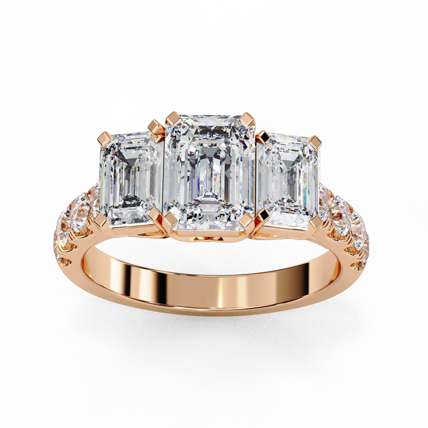 graceful trio lab grown diamond ring