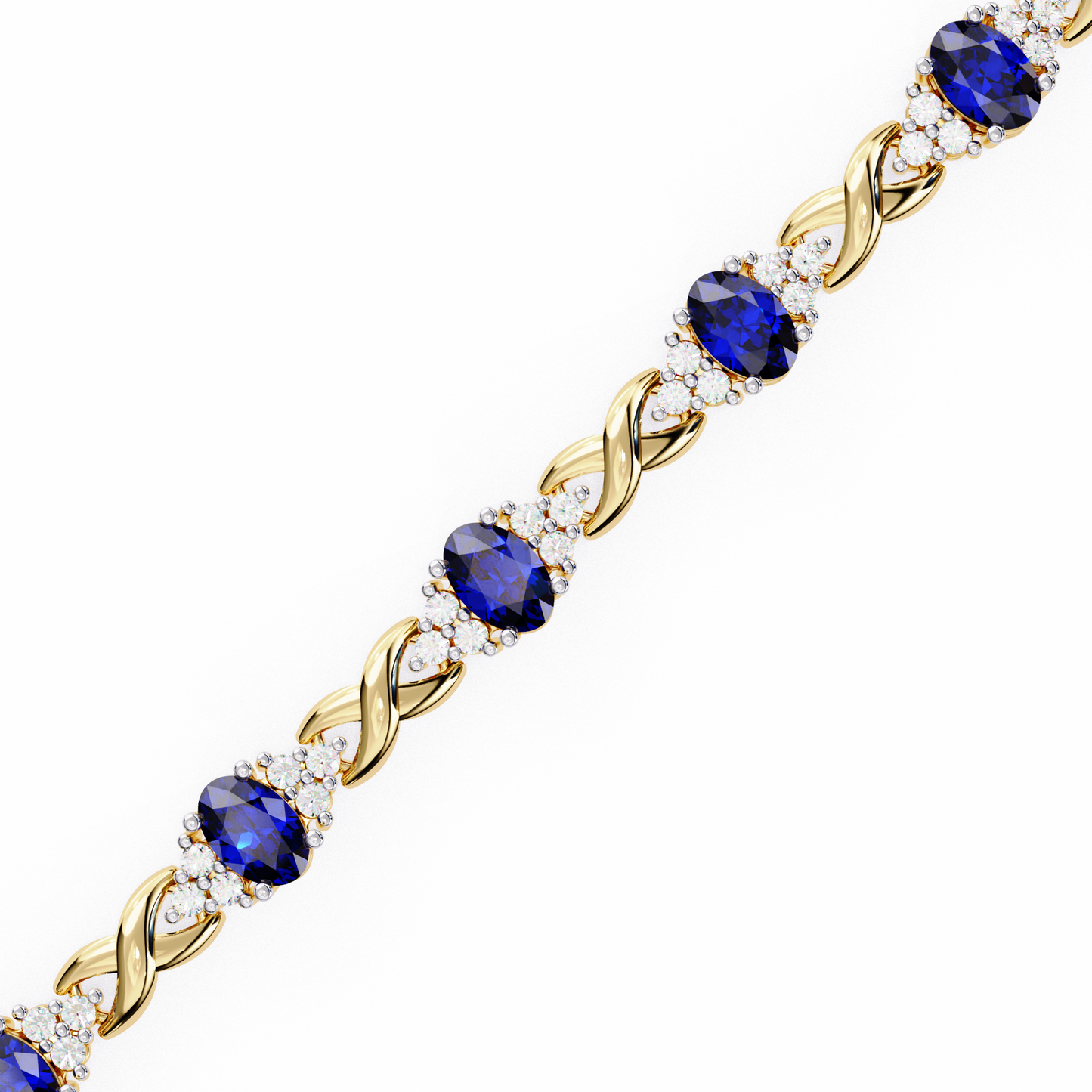 azure embrace lab grown diamond & sapphire bangle