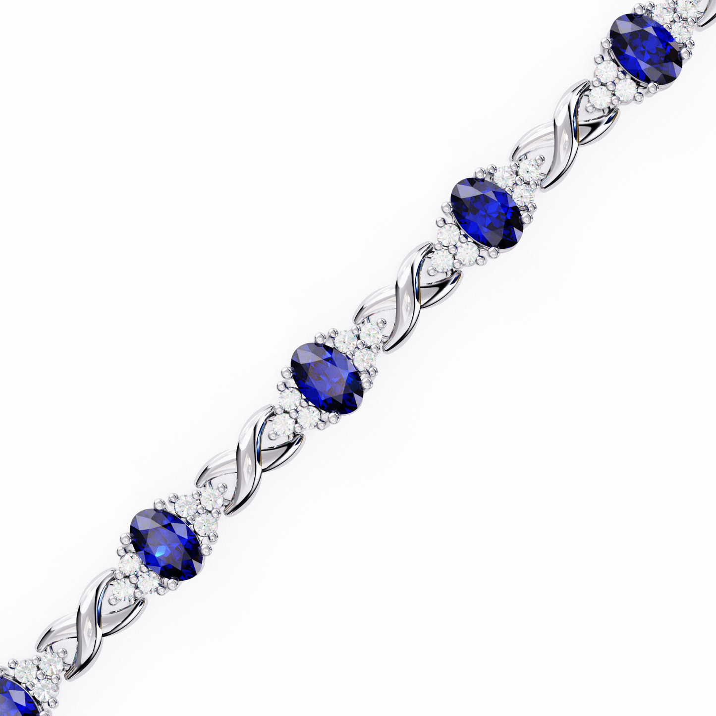 azure embrace lab grown diamond & sapphire bangle