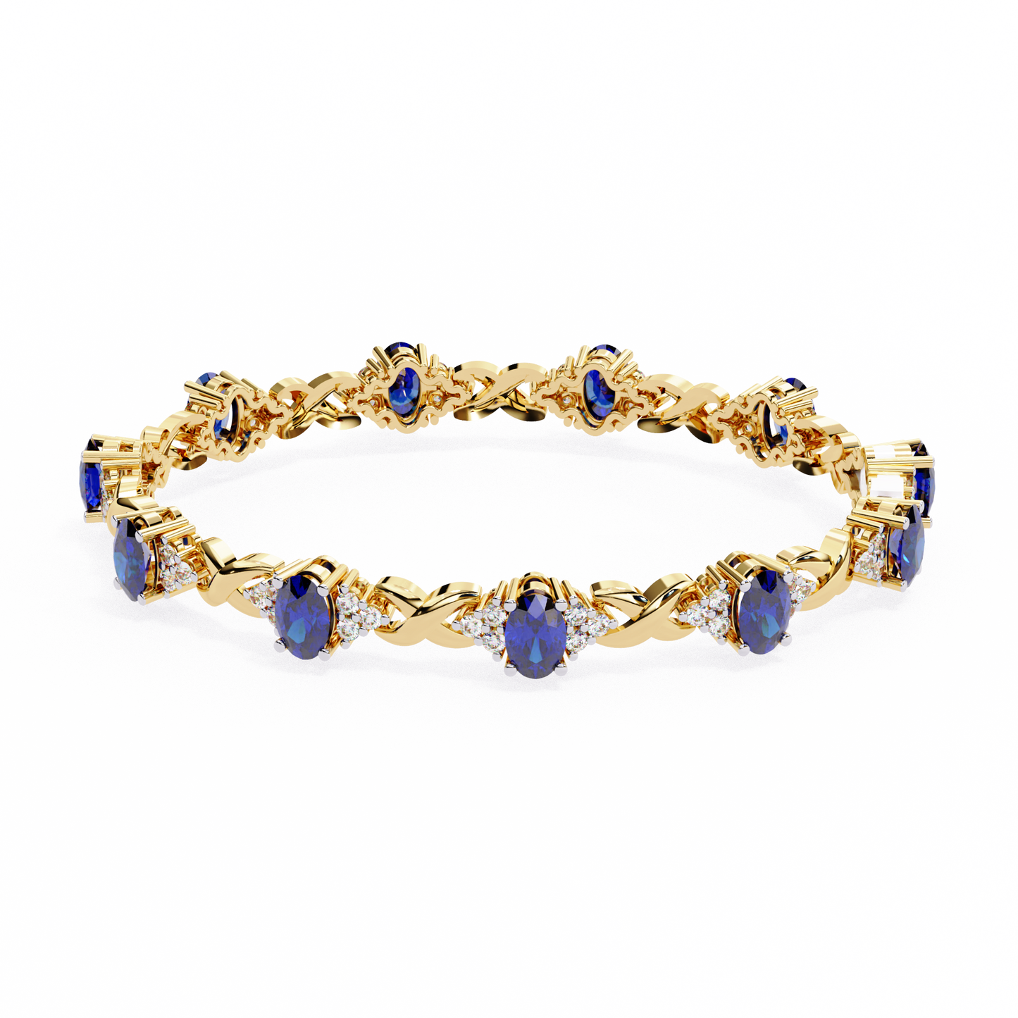 azure embrace lab grown diamond & sapphire bangle