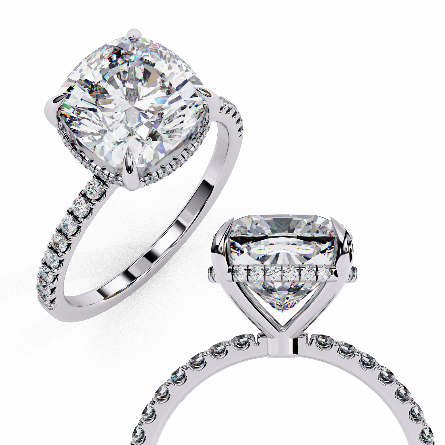 cushion brilliance lab grown diamond solitaire ring