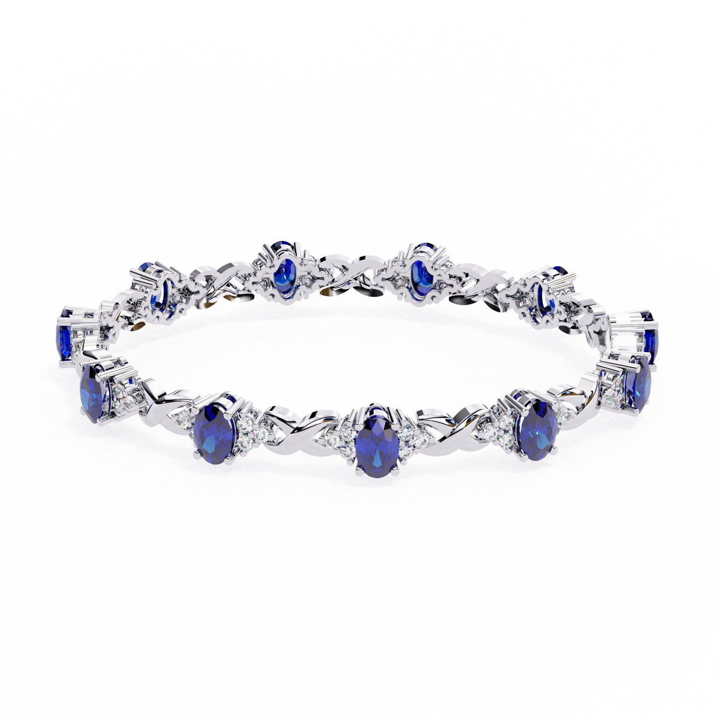 azure embrace lab grown diamond & sapphire bangle